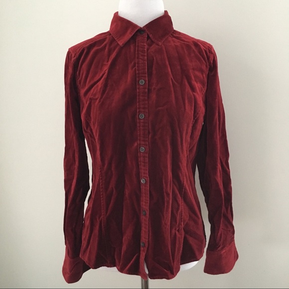 Red Velvet Velour Button Tee Shirt 